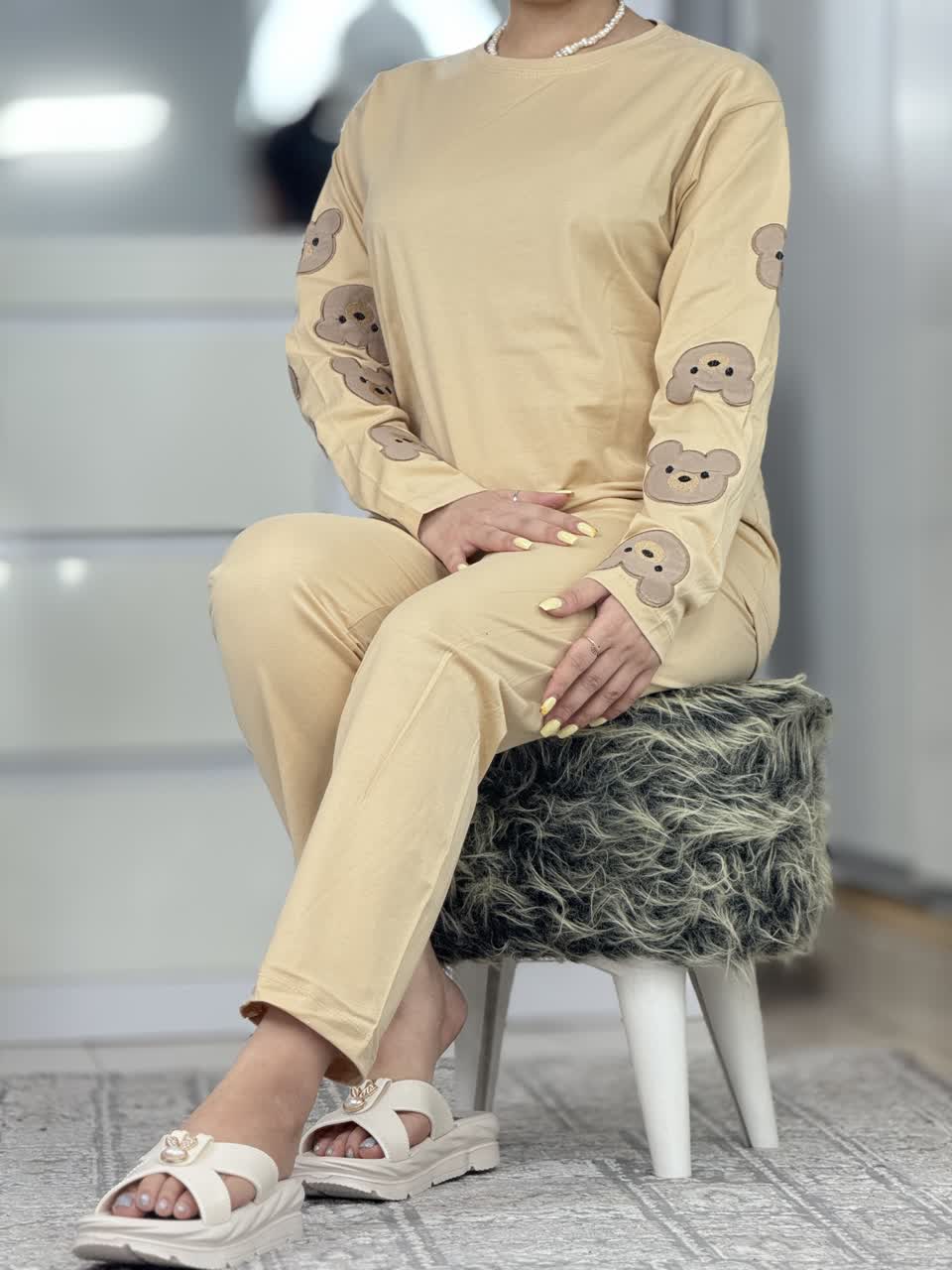 بلوزشلوار استین خرسی کد ۳۰۶۰